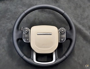 Перетяжка руля Range Rover натуральной кожей со вставками псевдоперфорации